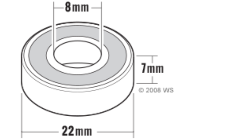 Skateboard bearings Dimensions